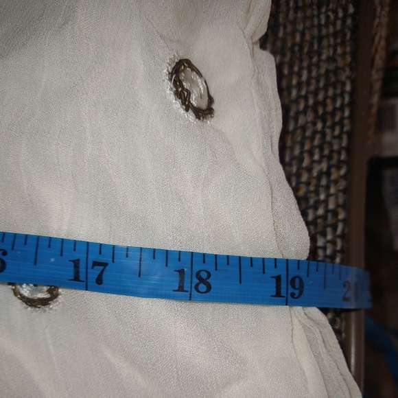 Vintage White Mirrored Zardozi Gossamer Gauze 3/4 Sleeve Hi Low Maxi Dress. No b - Picture 3 of 6